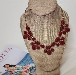 Francesca's Collection Orange Stone Bib Statement Necklace Gold Chain Bohemian